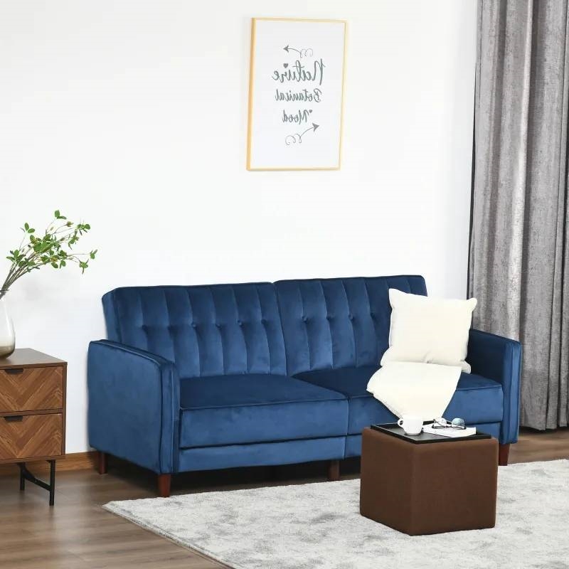 FaFurn Modern Sofa-Bed - Blue, Velvet