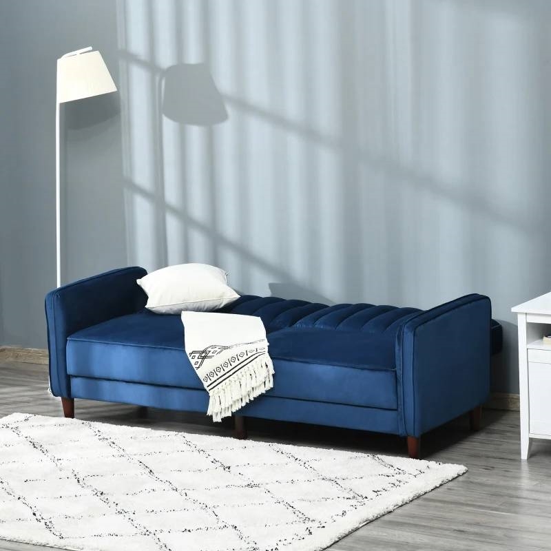 FaFurn Modern Sofa-Bed - Blue, Velvet