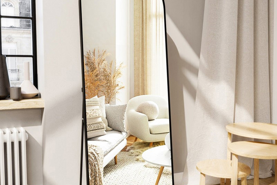 FaFurn - Large Full Length Rounded Leaning Wall Or Hanging Mirror