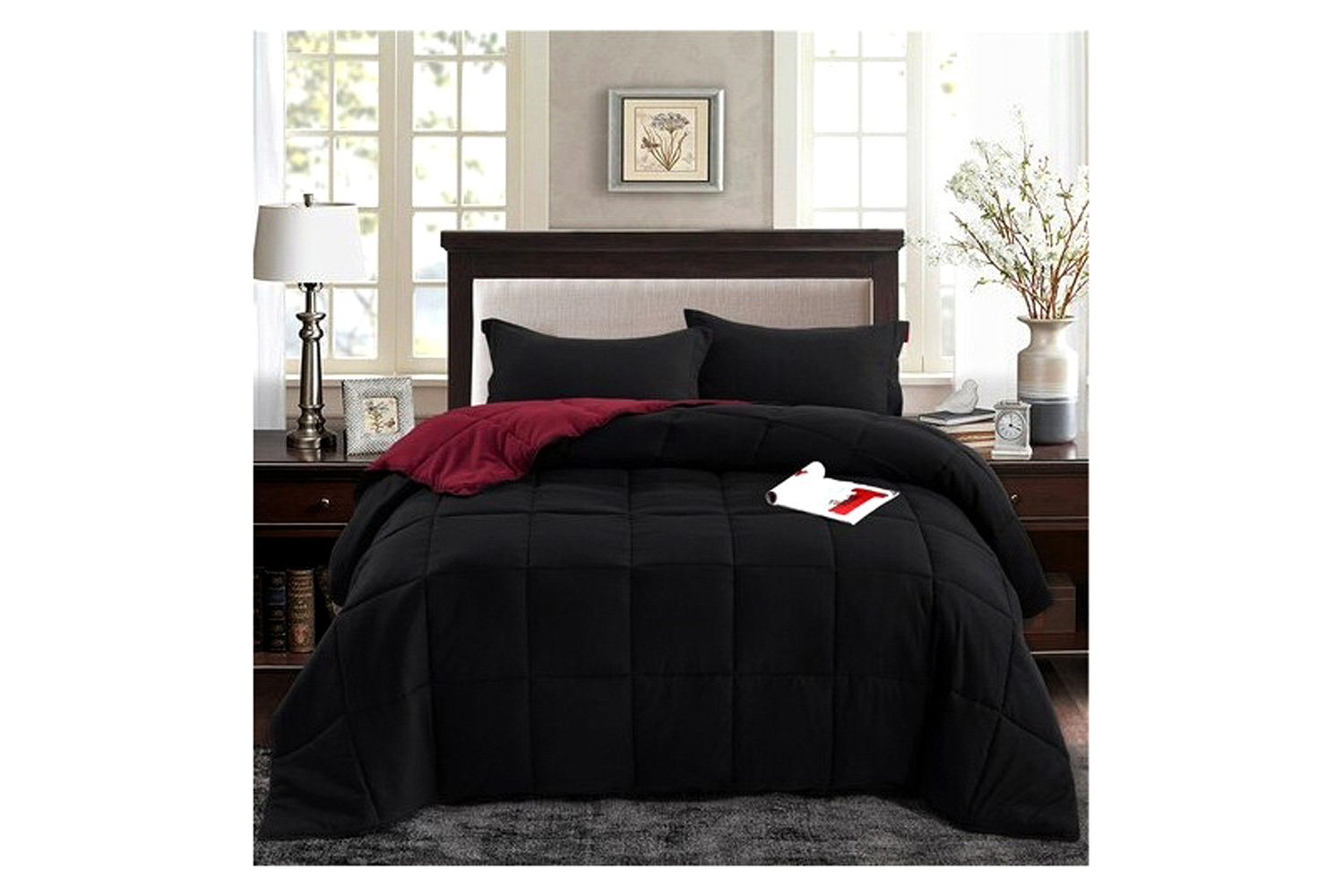 FaFurn - Traditional Microfiber Reversible 3 Piece Comforter Set