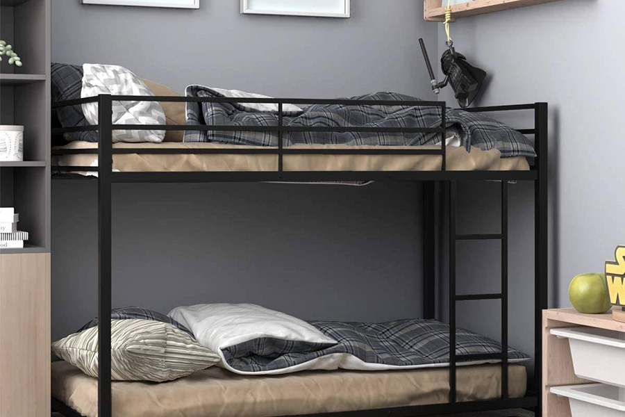 FaFurn Twin Over Twin Low Profile Modern Bunk Bed Frame - Black