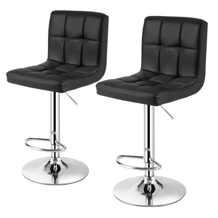 FaFurn - Set of 2 Modern Adjustable Barstool with PU Leather Swivel Seat