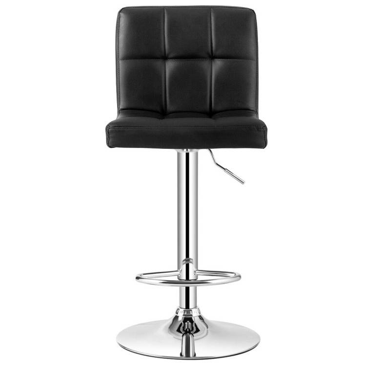 FaFurn Set of 2 Modern Adjustable Barstool with PU Leather Swivel Seat - Black