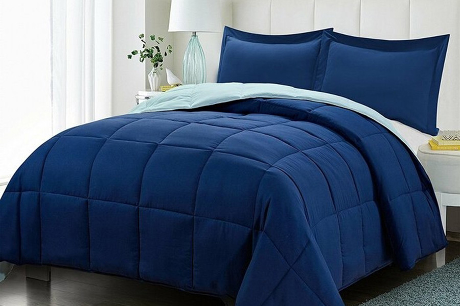 FaFurn Traditional Microfiber Reversible 3 Piece Comforter Set - Blue/Navy, Twin/Twin XL Size