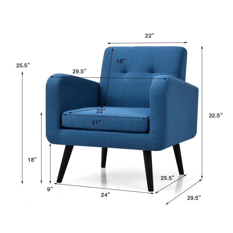 FaFurn Modern Accent Chair with Wooden Legs - Blue