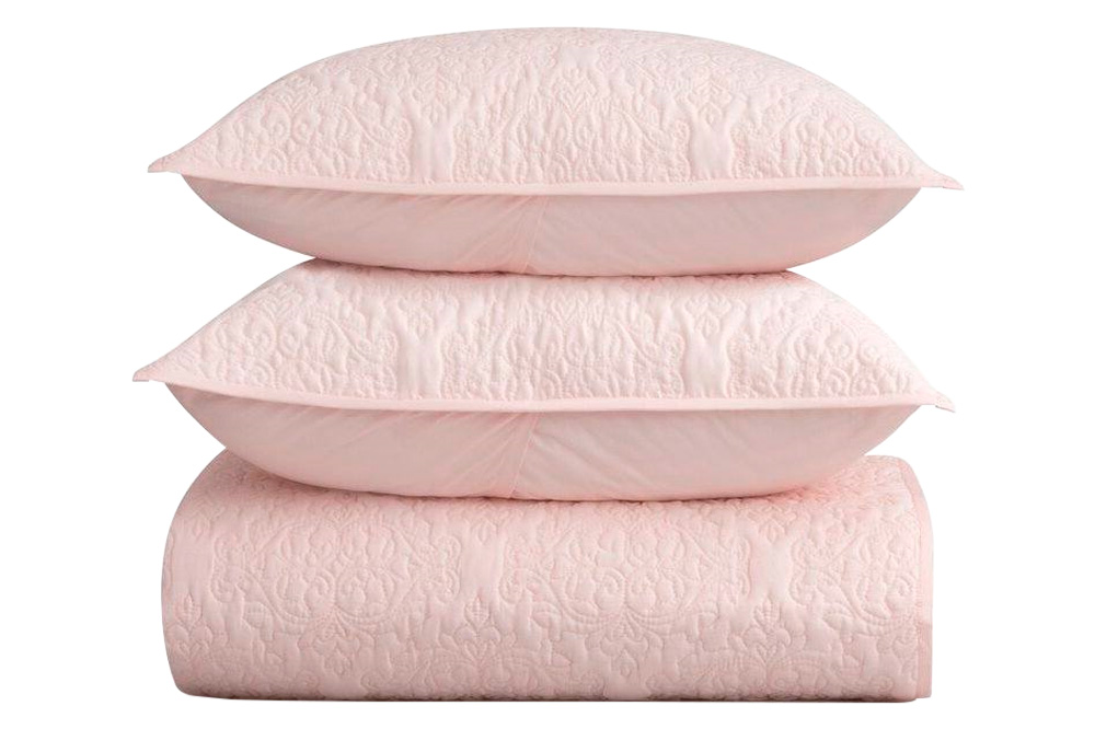 FaFurn Queen Size 3-Piece Quilt Bedspread Set - Blush Pink, Cotton