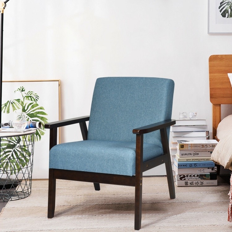 FaFurn - Retro Accent Chair with Espresso Wood Frame