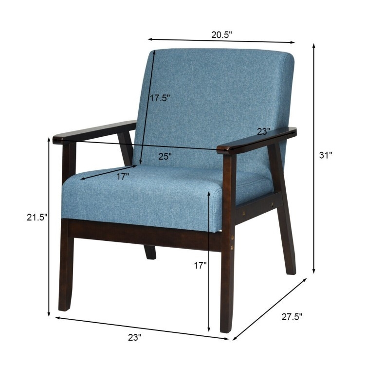 FaFurn Retro Accent Chair with Espresso Wood Frame - Blue