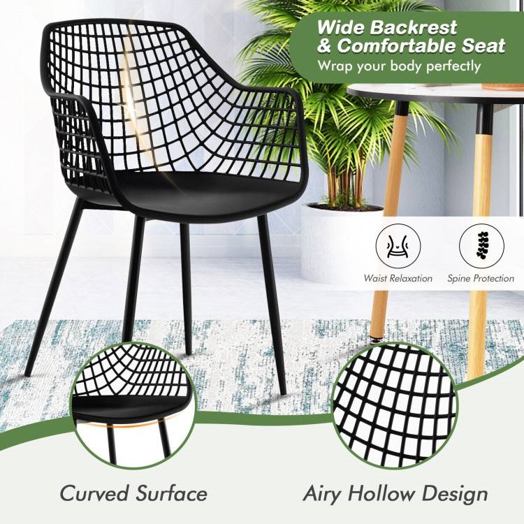 FaFurn Set of 4 Modern Dining Chairs with Ergonomic Backrest - Black