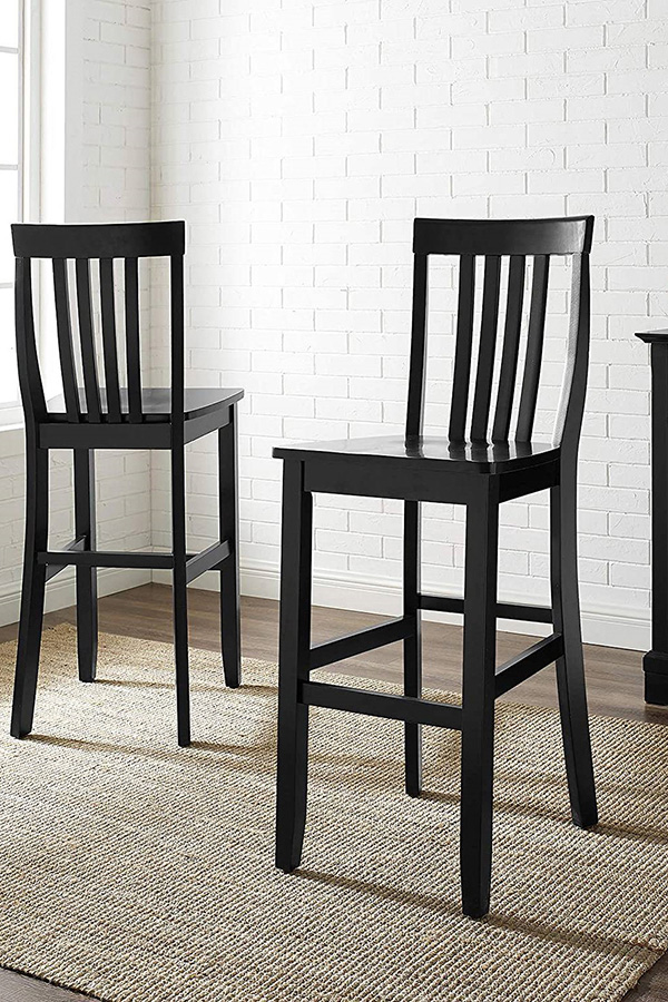 FaFurn - Solid Hardwood Bar Stool in Wood Finish (Set of 2)