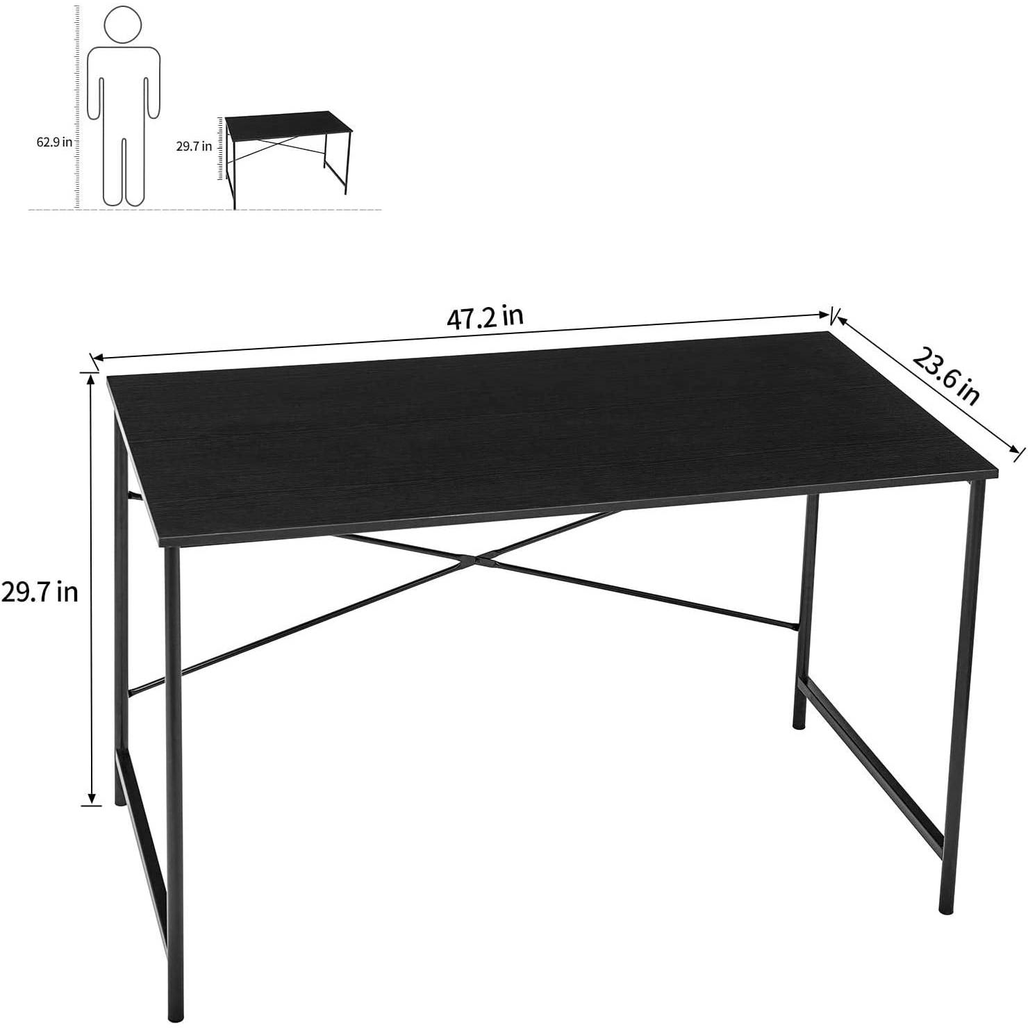 FaFurn - Modern Computer Desk with Black Metal Frame and Wood Top in Black, Metal/Wood