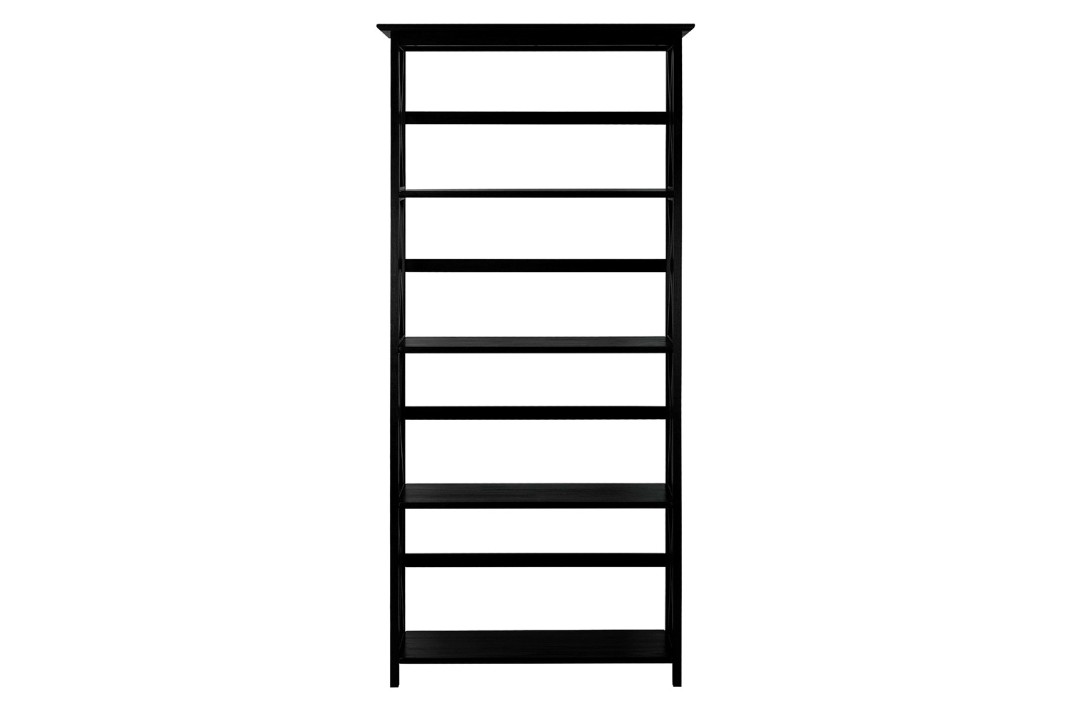 FaFurn - Tall 5-Tier Bookcase in Black Wood Finish