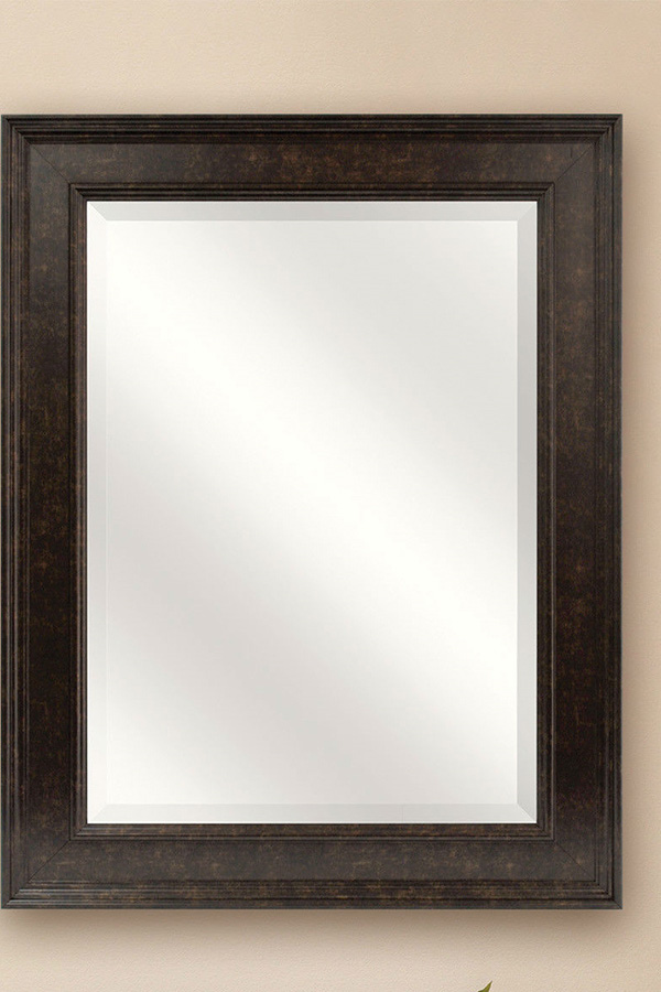 FaFurn - Beveled Rectangular Bathroom Vanity Mirror with Bronze Finish Frame