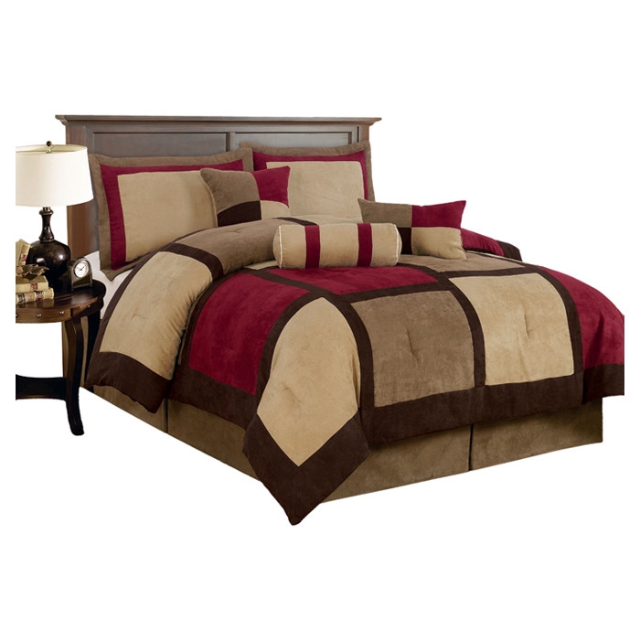 FaFurn 7-Piece King Size Comforter Set - Brown/Burgundy