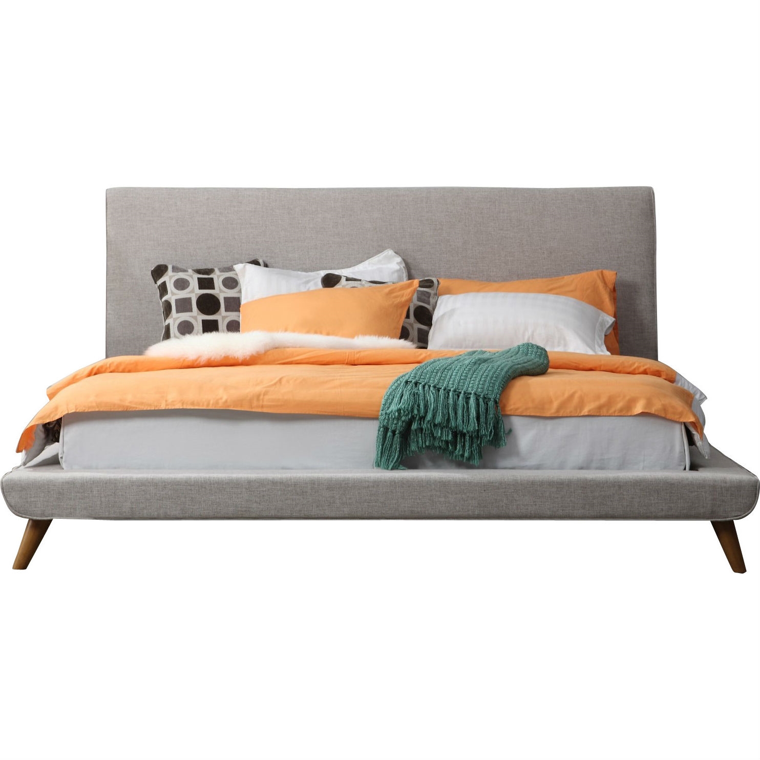 FaFurn - King Size Platform Bed Frame with Mid-Century Style Legs