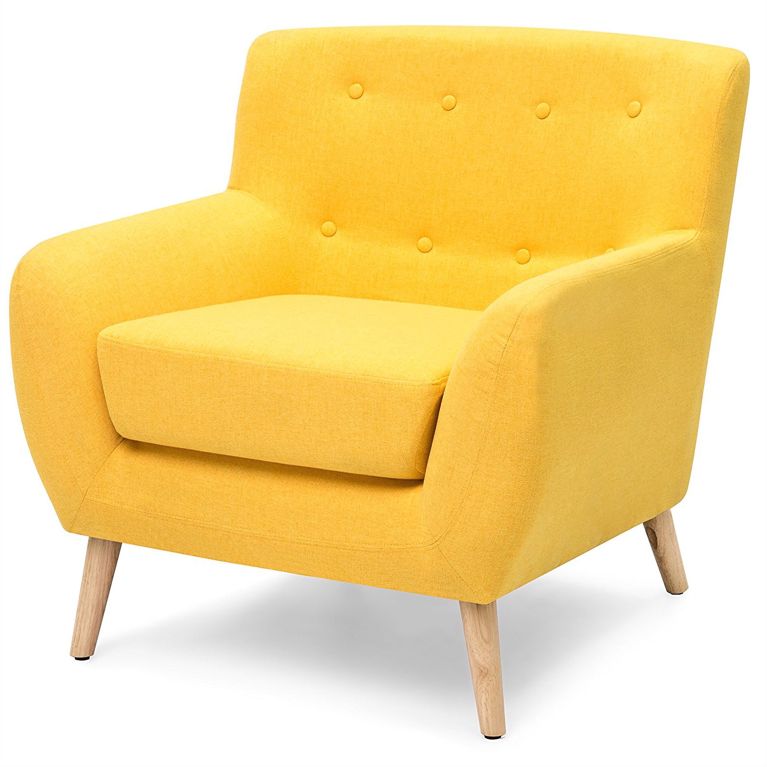 FaFurn Modern Armchair with Mid-Century Classic Style Wood Legs - Yellow