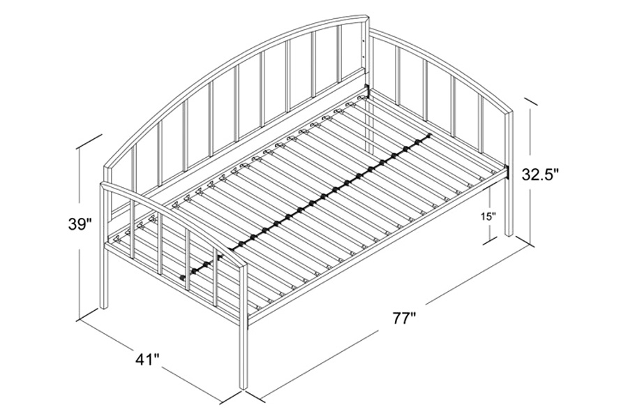 FaFurn - Twin Size Modern Black Metal Daybed