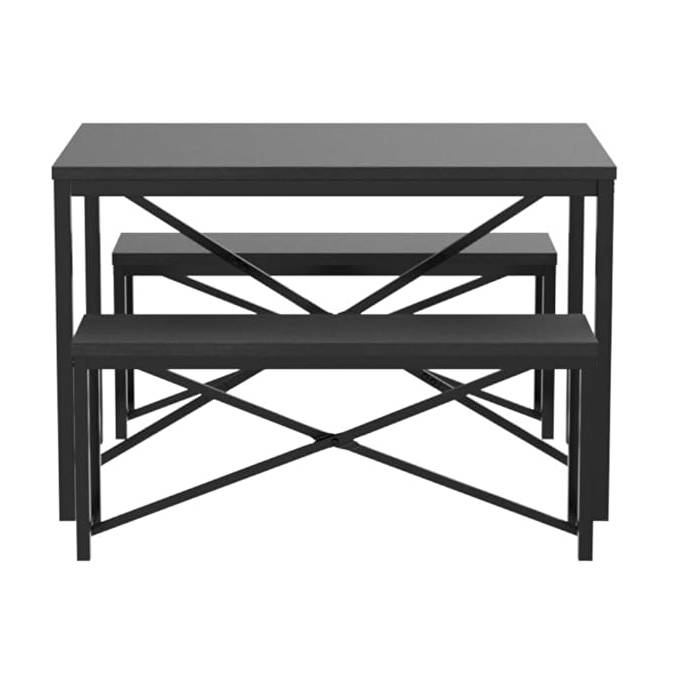 FaFurn 3-Piece Modern Dining Set - Black, Wood