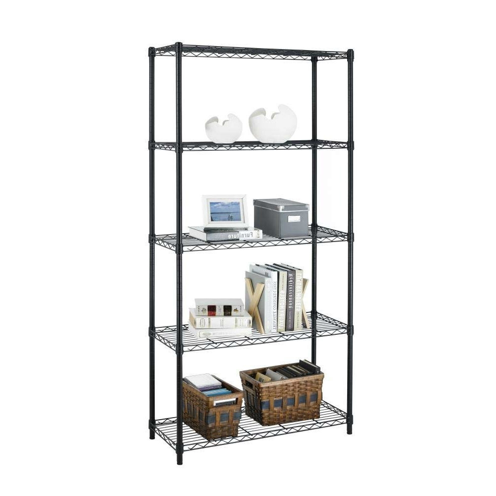 FaFurn - 5-Shelf Kitchen Storage Shelving Unit in Black, Metal