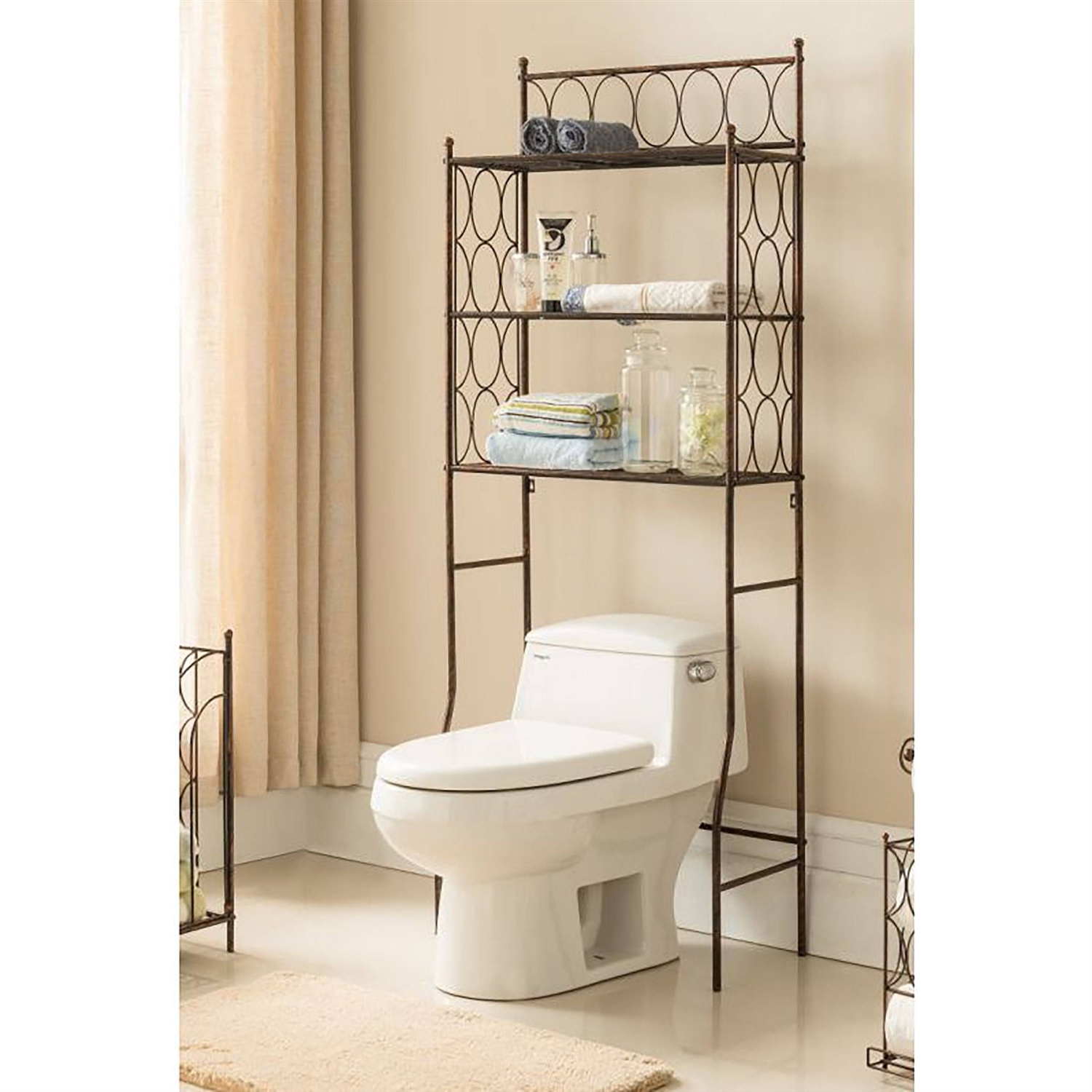 FaFurn - 3-Tier Bathroom Rack in Brushed Copper, Iron