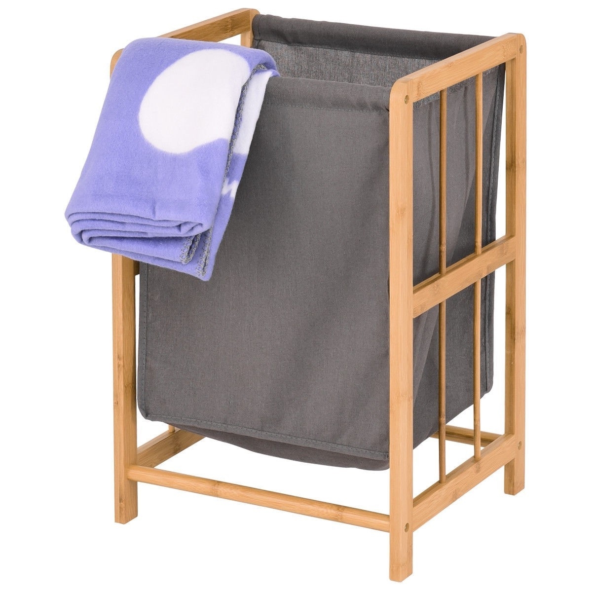 FaFurn - Laundry Hamper with Cotton Blend Clothes Bag in Bamboo/Wood