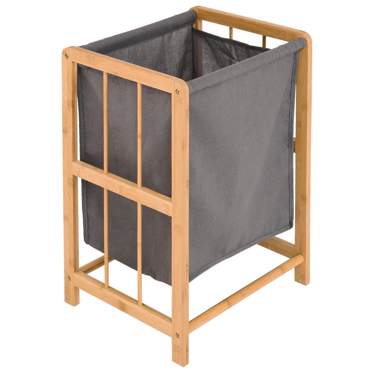 FaFurn - Laundry Hamper with Cotton Blend Clothes Bag in Bamboo/Wood