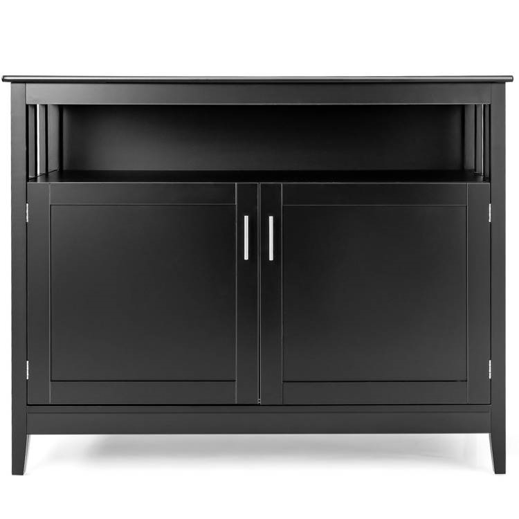 FaFurn Sideboard Buffet with Open Storage Shelf - Black, Wood