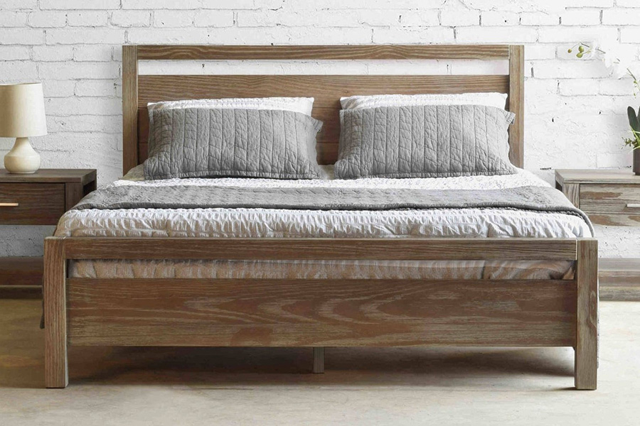 FaFurn™ Farmhouse Traditional Rustic Platform Bed - Pine, Queen Size