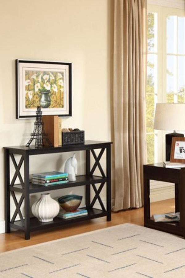 FaFurn - 3-Tier Black Bookcase Living Room Shelves