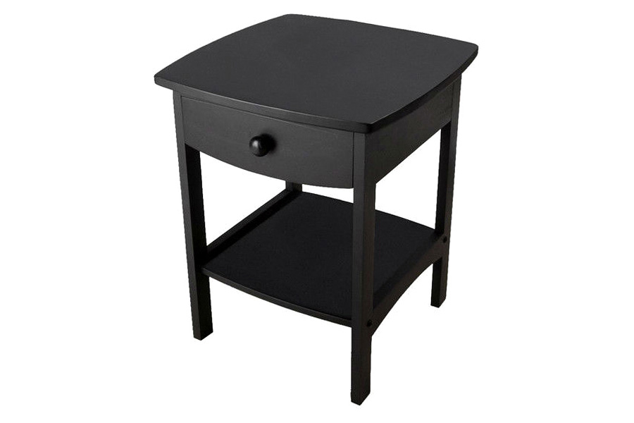 FaFurn 1-Drawer Bedroom Nightstand Contemporary - Black