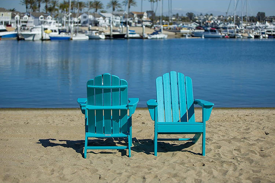 FaFurn Adirondack All Weather Recycled Poly Plastic Outdoor Patio Chairs Set of 2 - Blue