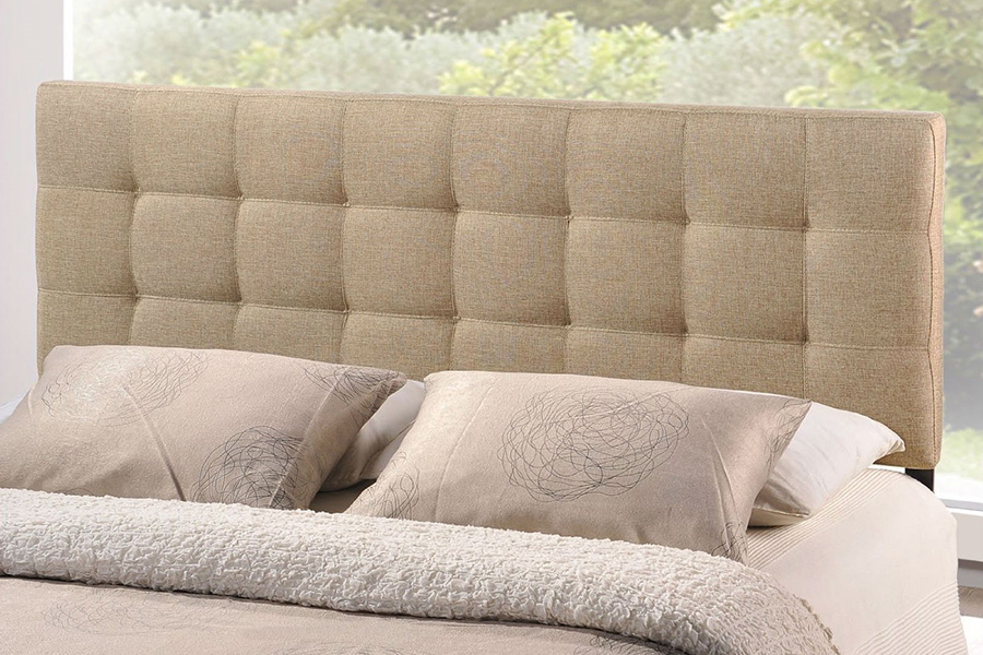 FaFurn - King Size Beige Fabric Upholstered Headboard with Modern Tufting