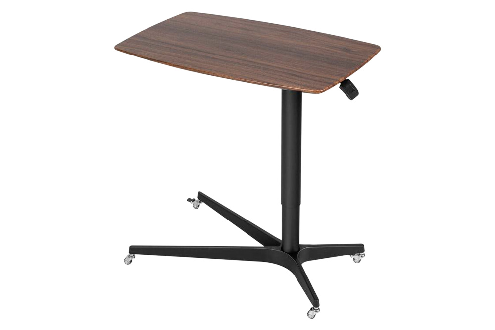 FaFurn - Adjustable Mobile Standing Desk with Lockable Wheels in Black/Brown, MDF/PP/Aluminum