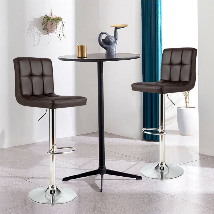 FaFurn - Set of 2 Modern Adjustable Barstool with PU Leather Swivel Seat