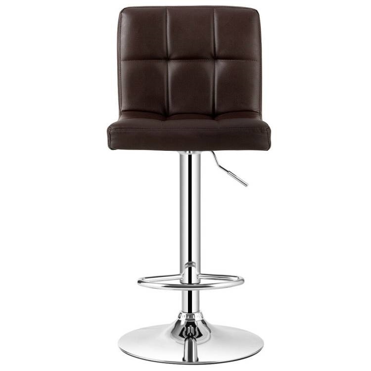 FaFurn Set of 2 Modern Adjustable Barstool with PU Leather Swivel Seat - Brown