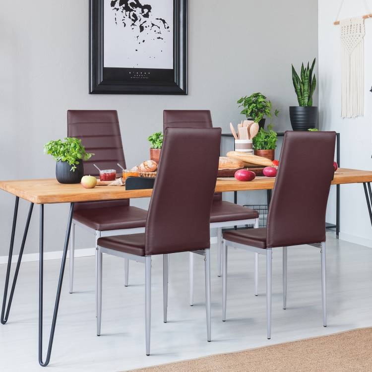 FaFurn - Set of 4 Modern Dining Chairs with Metal Legs