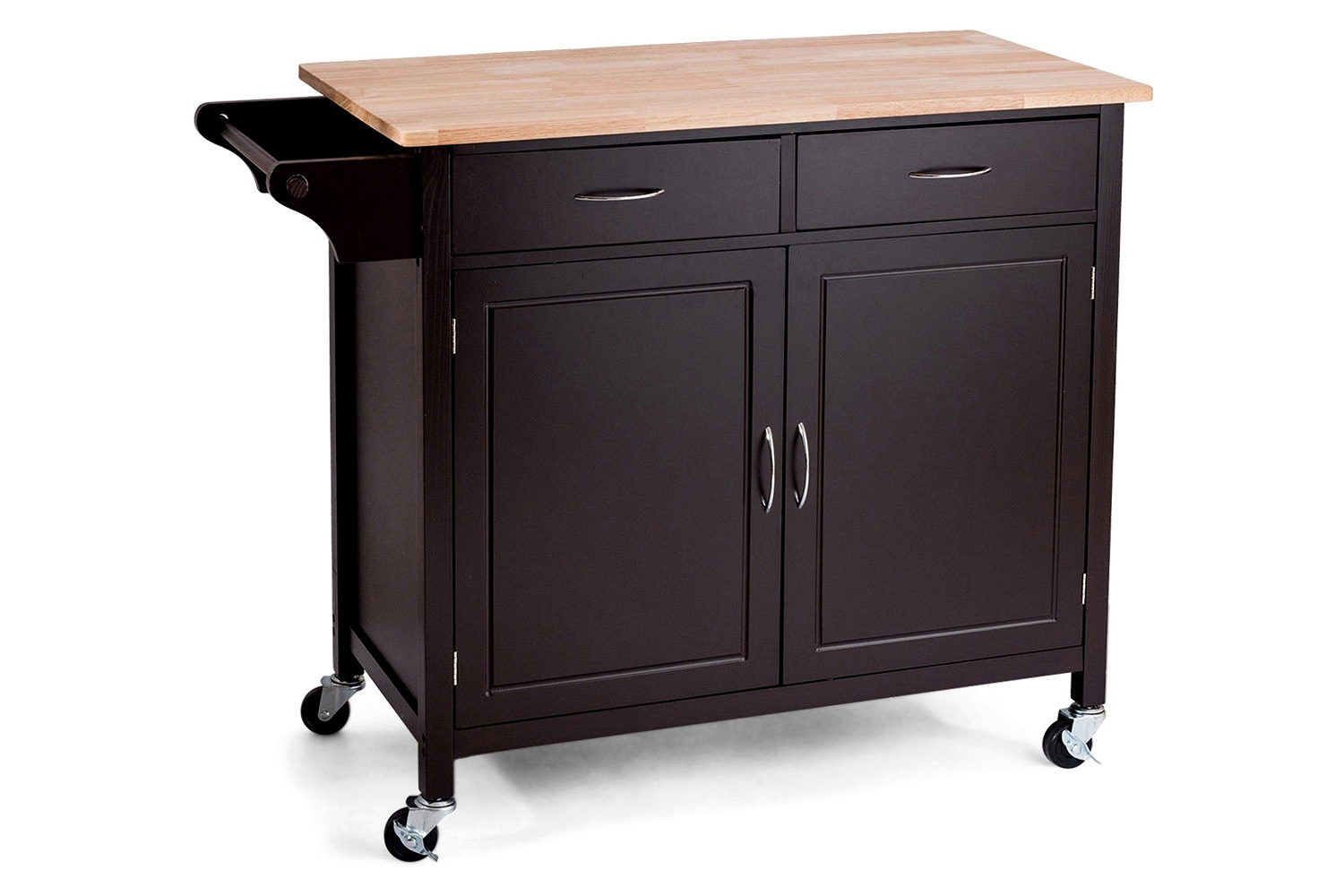 FaFurn Kitchen Island Storage Cart with Wood Top and Casters - Brown