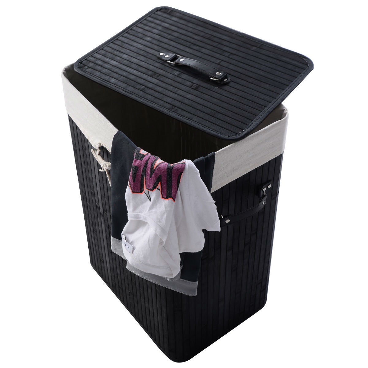 FaFurn - Laundry Hamper Basket with Removable Liner in Black