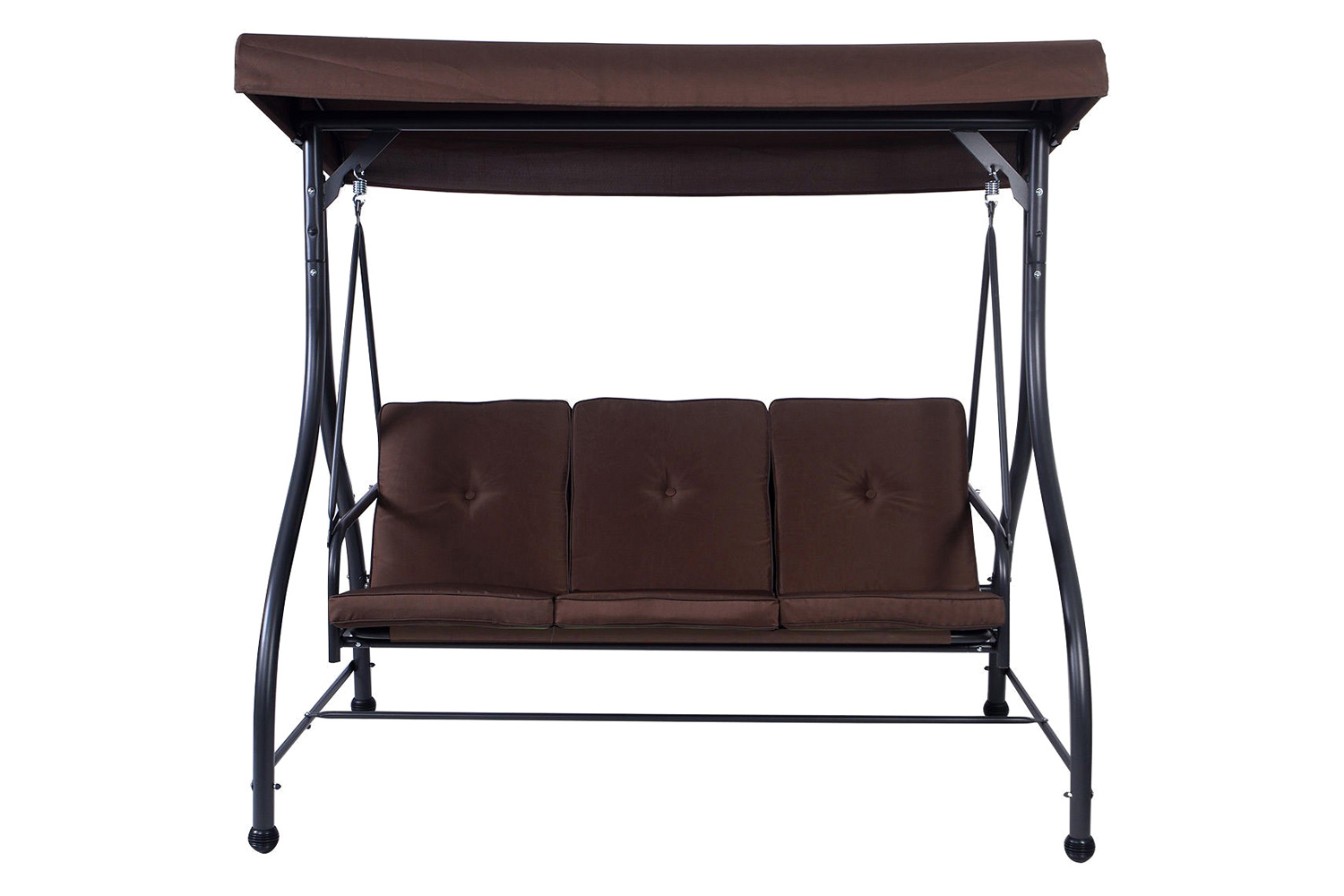 FaFurn Adjustable 3 Seat Cushioned Porch Patio Canopy Swing Chair - Brown