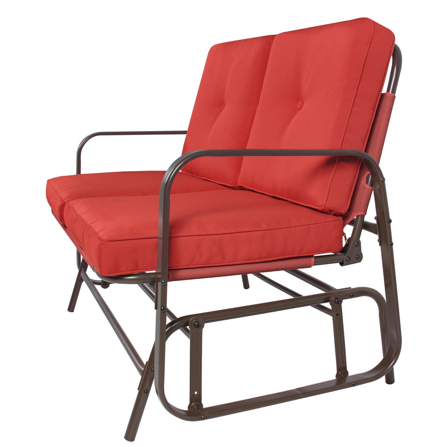 FaFurn UV-Resistant 2 Seater Rocking Chair Bench - Red, Steel/Polyester