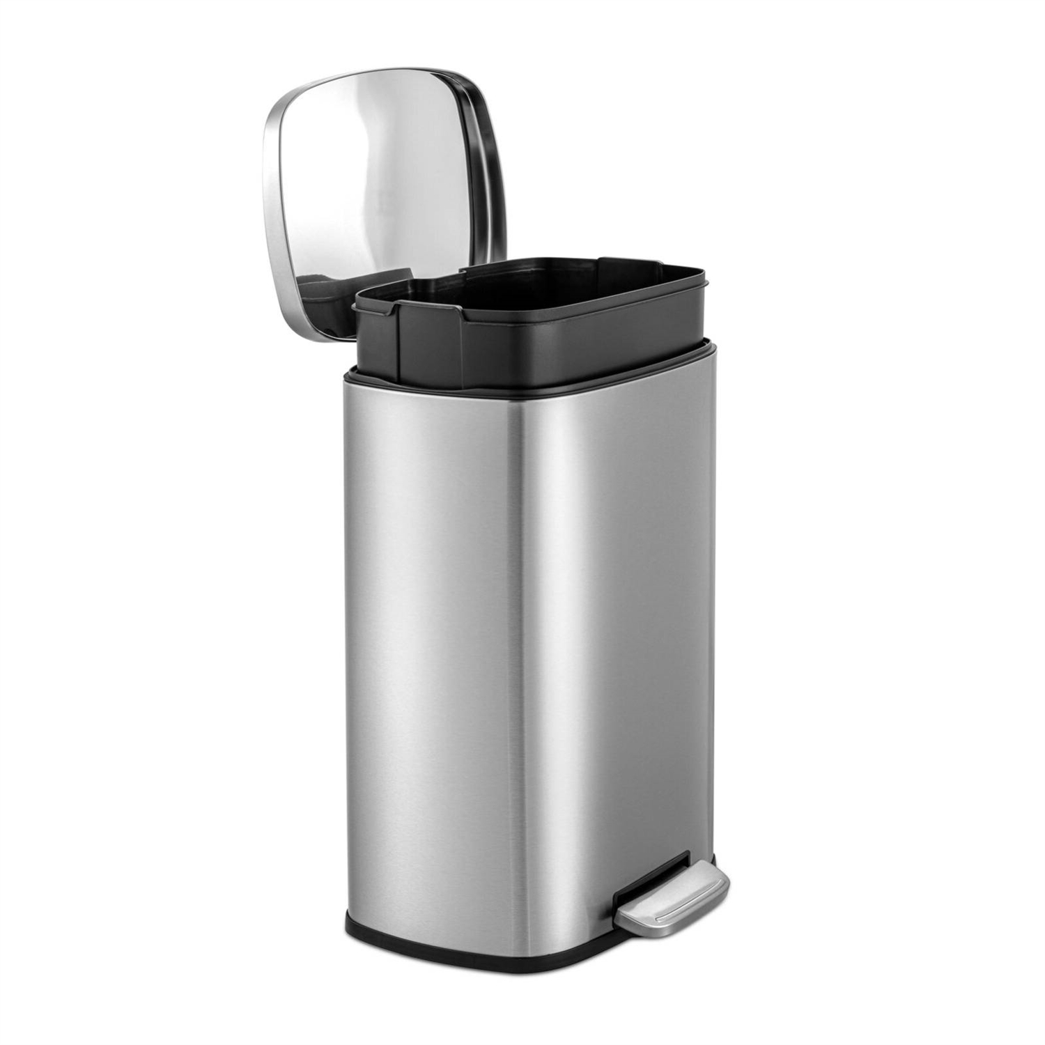 FaFurn 13 Gallon Trash Can with Step Open Lid - Silver