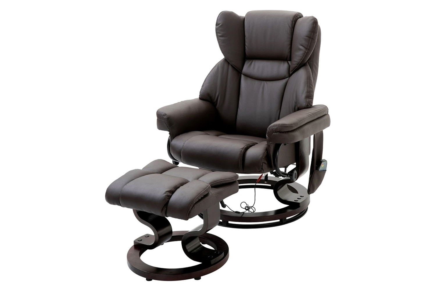 FaFurn - Adjustable Faux Leather Electric Remote Massage Recliner Chair 3277 W/ Ottoman