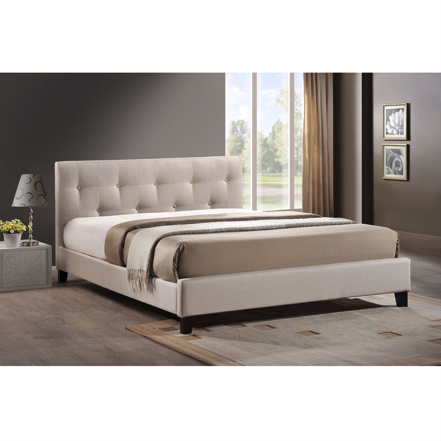 FaFurn - Modern Platform Bed Frame with Headboard