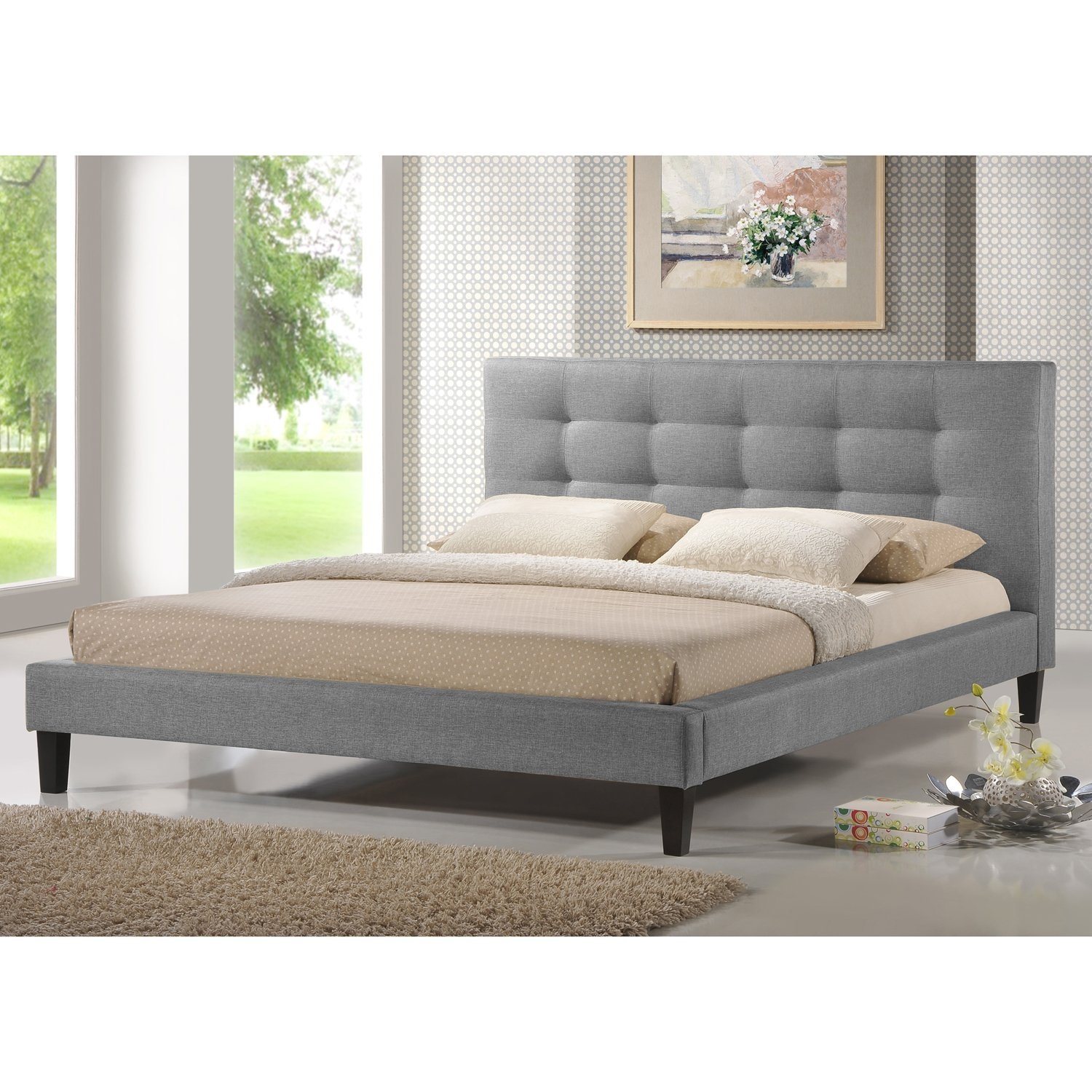 FaFurn - Modern Platform Bed Frame with Headboard