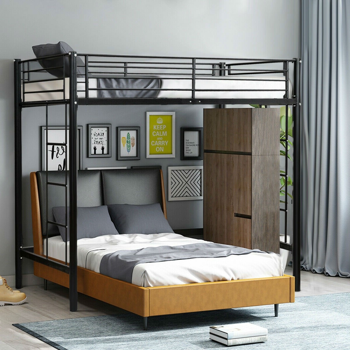 FaFurn - Twin Size Bed Frame in Black, Metal