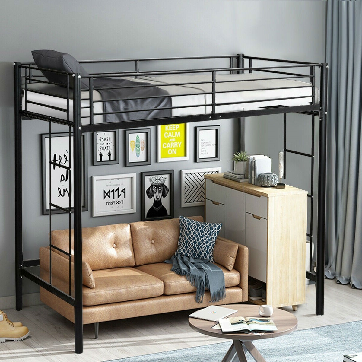 FaFurn - Twin Size Bed Frame in Black, Metal