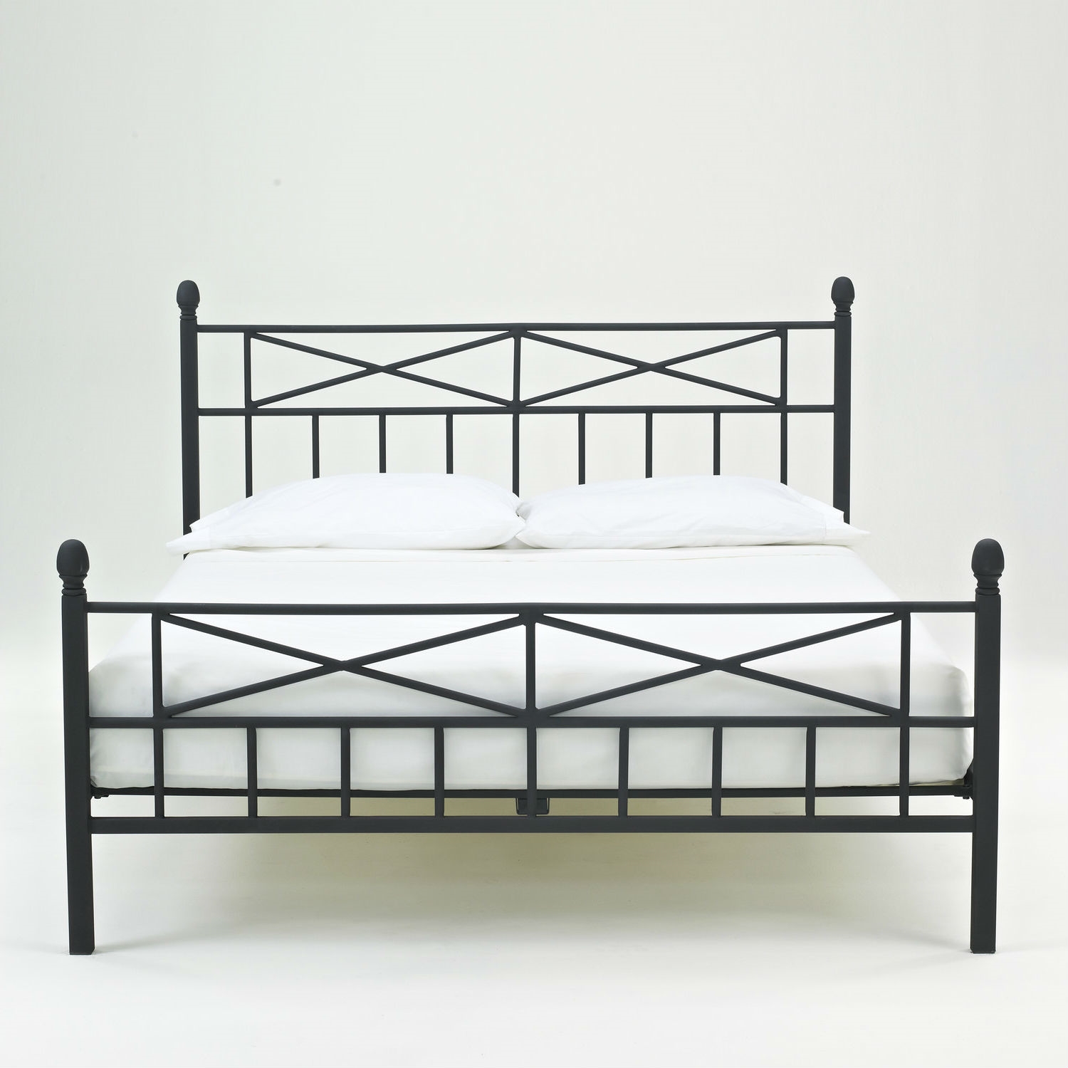 FaFurn - Full Size Platform Bed Frame with Headboard Footboard and Wood Slats in Black, Metal