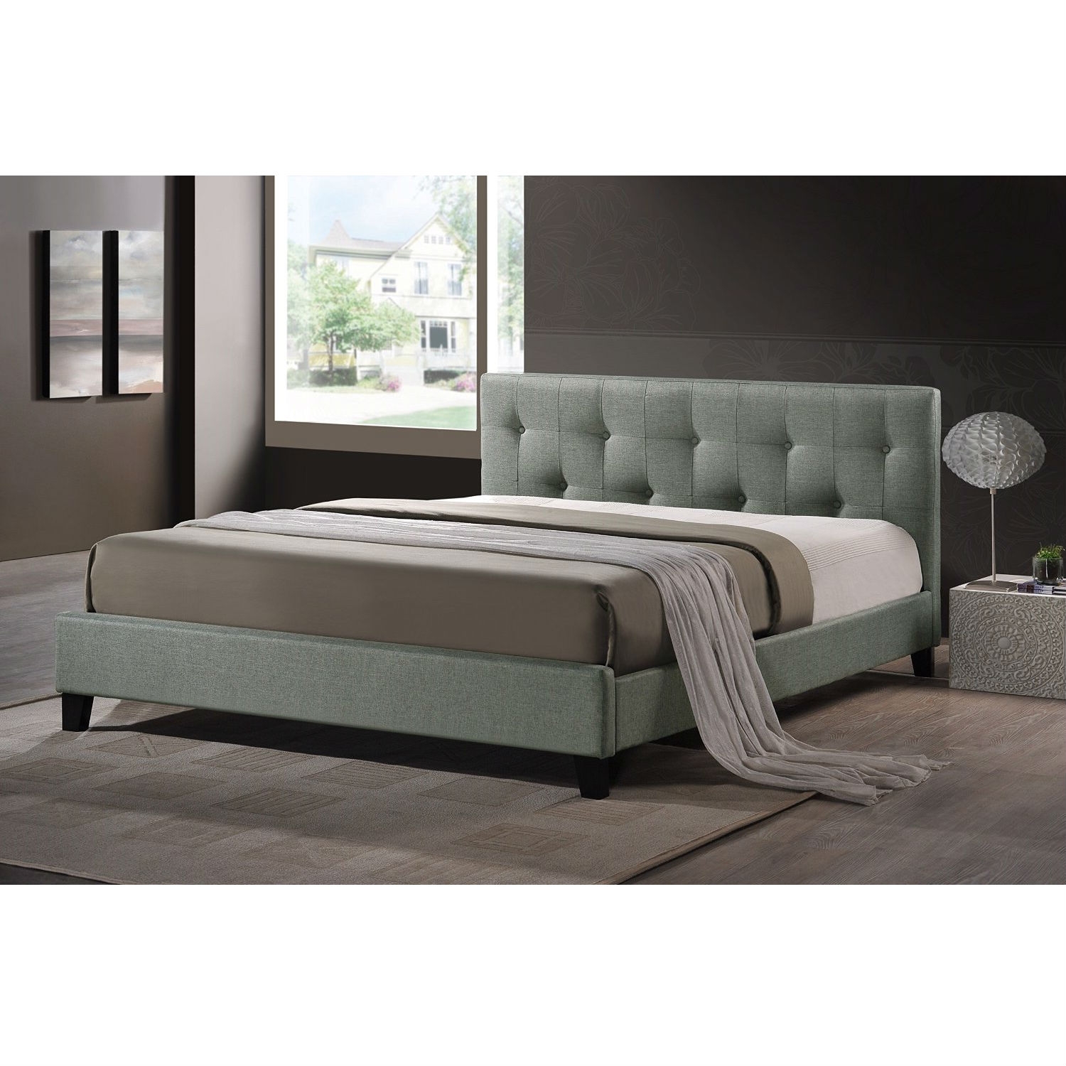 FaFurn - Modern Platform Bed Frame with Headboard