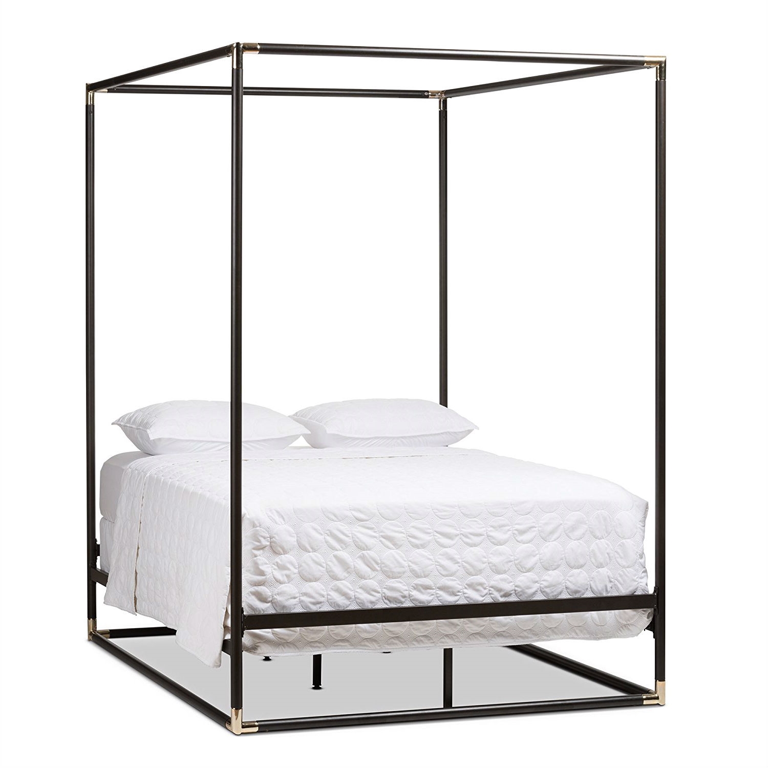 FaFurn - Industrial Queen Size Canopy Bed Frame in Black, Metal