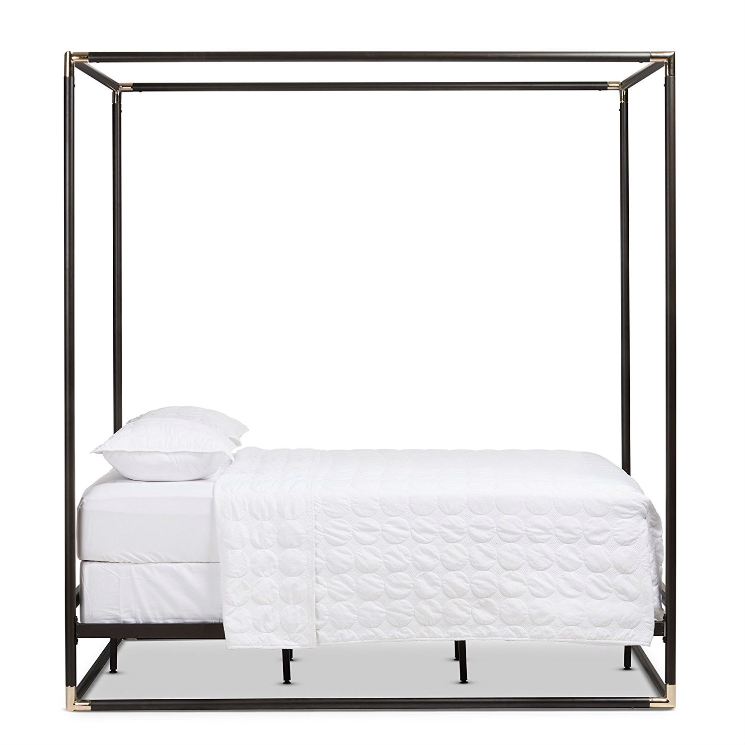 FaFurn - Industrial Queen Size Canopy Bed Frame in Black, Metal